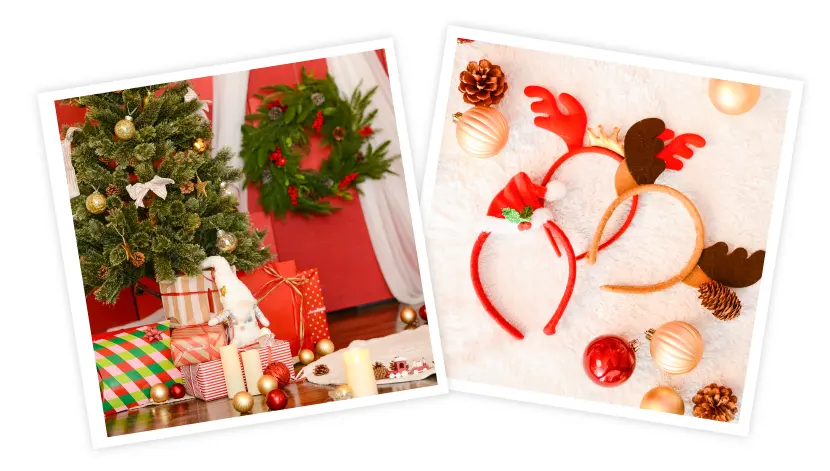 秋色のアンティークな雰囲気のハロウィンのフォトブース"