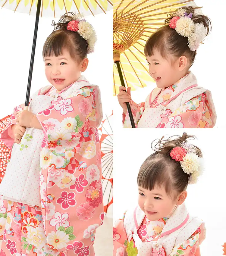３歳七五三　薄毛でも可愛いお団子ヘア