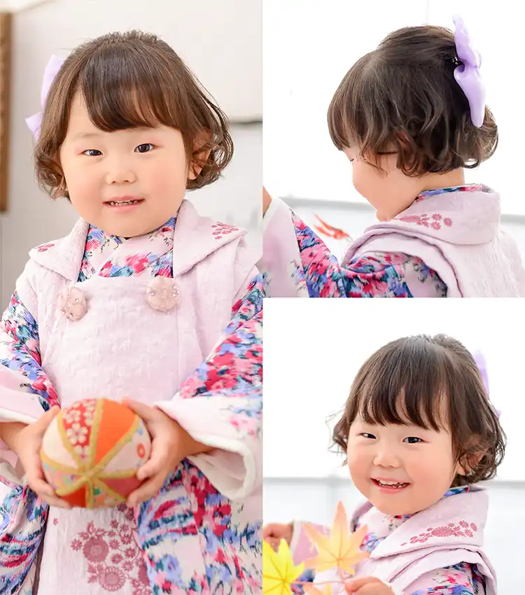 ３歳七五三　髪が短くてもできるハーフアップ