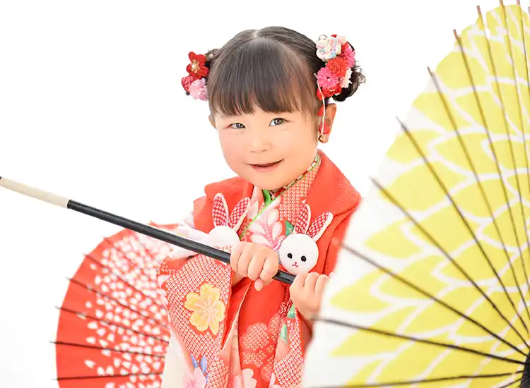 ３歳七五三　薄毛でも可愛い王道ツインお団子