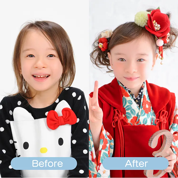 七五三　三歳髪型　薄毛でもできるヘアBeforeAfter