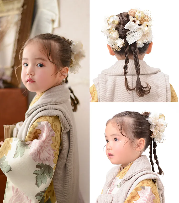 七五三3歳女の子におすすめの髪型トリプルタイトポニー
