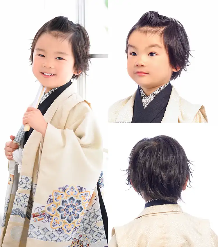 七五三 5歳男の子 アップバングレトロヘア