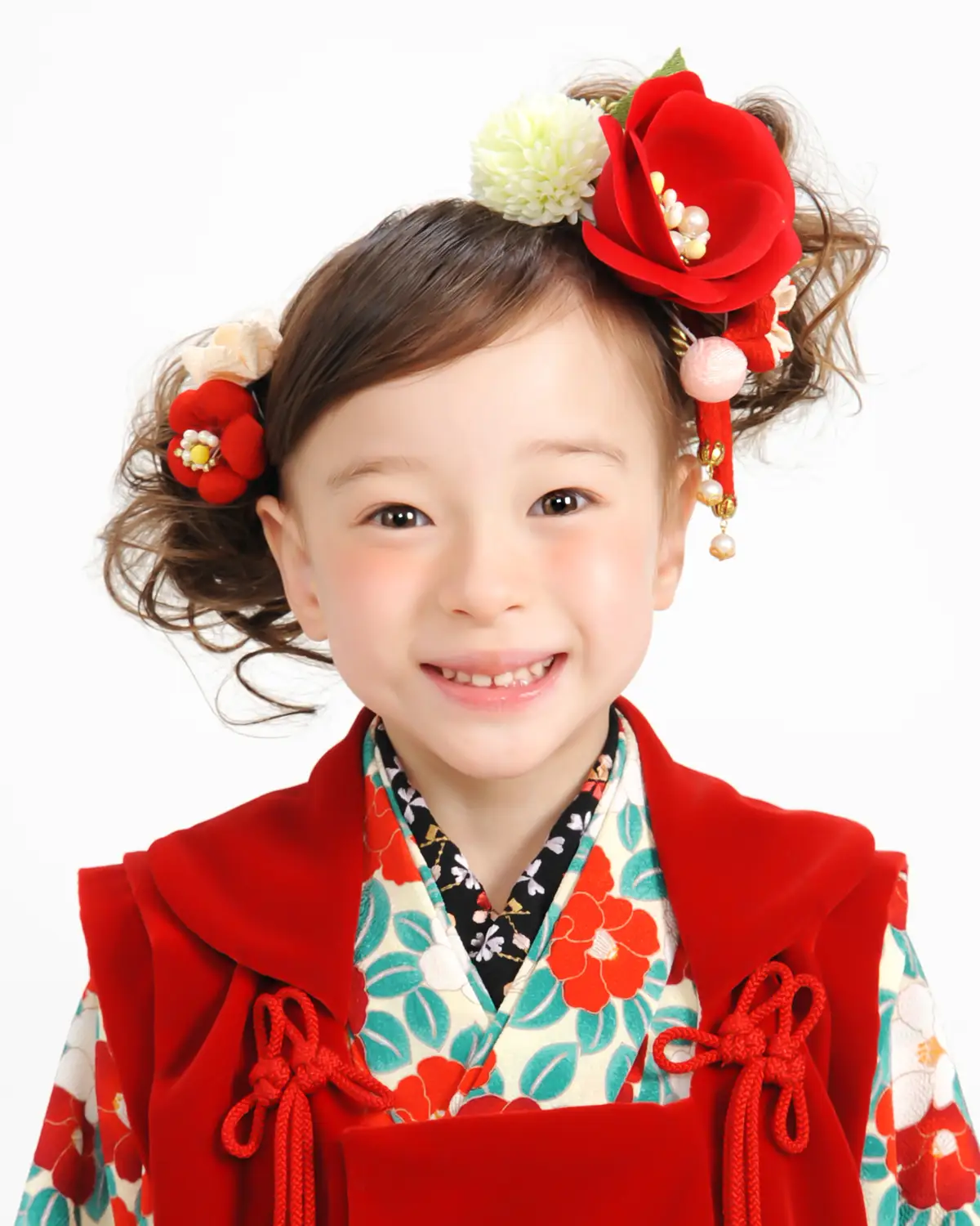 七五三 3歳女の子 ふわふわアシンメトリーツインお団子