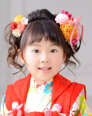 七五三 3歳女の子 ふわふわツインテール