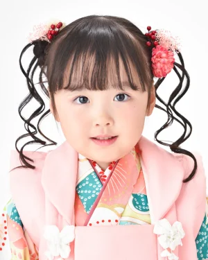 七五三 3歳女の子 アイドル風ツインお団子