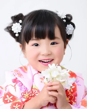 七五三 3歳女の子 三つ編みツインシニヨン
