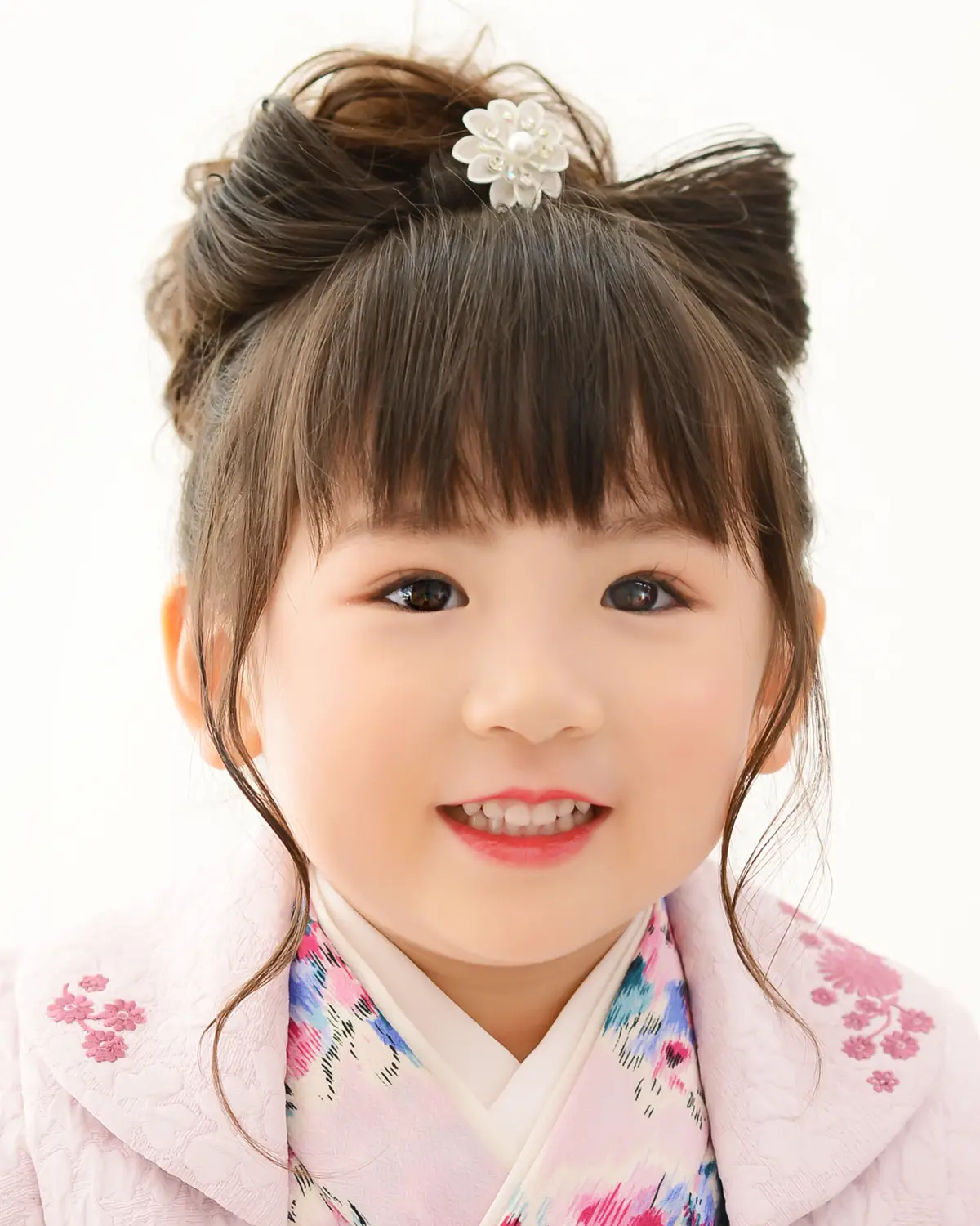 七五三 3歳女の子 リボンお団子アレンジ