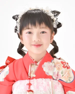 七五三 7歳女の子 立体リボンツインテール