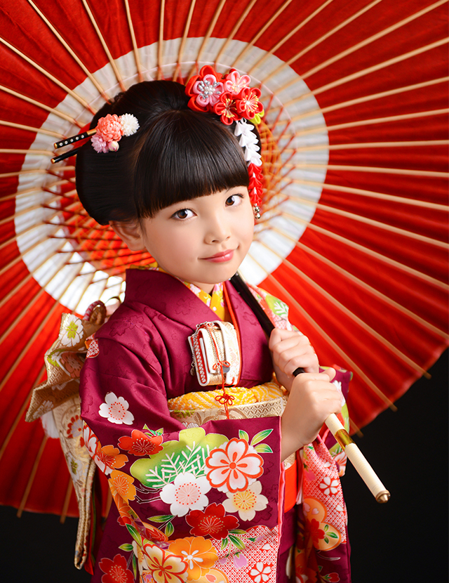 7歳の七五三におすすめの日本髪特集　前髪ありのジャパニーズモダンスタイル