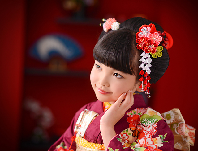 7歳の七五三におすすめの日本髪特集　前髪ありのジャパニーズモダンスタイル