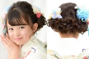 七五三の髪型ふわふわツイストアップ