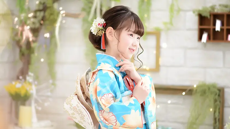 日本髪 髪飾り 七五三(7歳)～成人式 (ブルー×白) 日本髪 髪飾り 七五三(7歳)～成人式 (ブルー×白) 成人式 卒業式 袴 髪